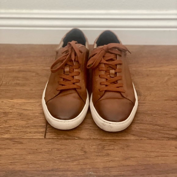 LIKE NEW ~ BANANA REPUBLIC cognac brown leather shoes. MEN size 9.5 - Picture 1 of 8